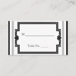 Black White Silver Art Deco Bröllop Place Cards Placeringskort
