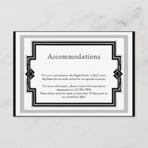 Black White Silver Art Deco Ram Bröllop Infoga Tilläggskort