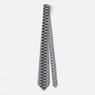 Black White Silver Grått Grått Zigzag Mönster Slips