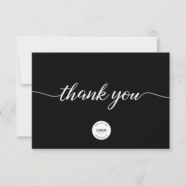 Black White Simple business Customer Appreciation  Tack Kort (Framsida)