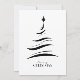 Black & white simple Christmas tree modern Julkort