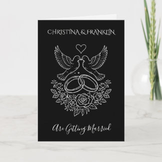 Black & White Simple Elegant Line Art Wedding Inbjudan