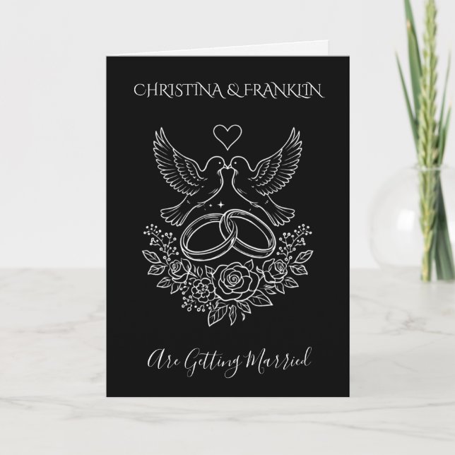 Black & White Simple Elegant Line Art Wedding Inbjudan (Framsida)