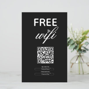 Black White Simple Free WiFi QR-kod Ställe