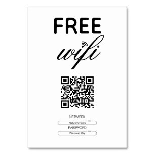 Black White Simple Free WiFi QR-kod Ställe Bordsnummer