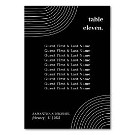 Black White Simple Geometric Line gäst namn-säte Bordsnummer