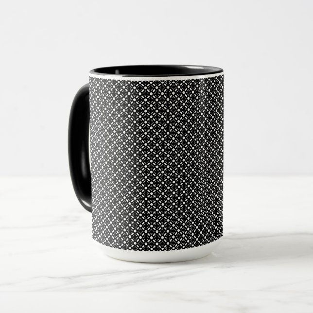 Black White Simple Geometric Mönster Mugg (Framsida vänster)