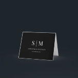 Black & White Simple Monogram Wedding Thank You  Tack Kort<br><div class="desc">Say thank you with timeless elegance using this black and white monogram wedding thank you card. The minimalist design and classic colour palette create a modern yet sophisticated look, perfect for brides and grooms who love simple, elegant wedding stationery. Personalize it with your initials, names, or wedding date to make...</div>