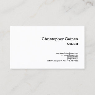 Black White Simple Plain Architect Classical Visitkort