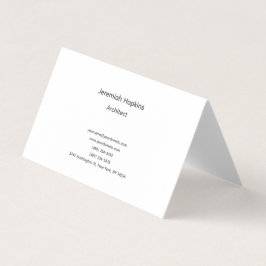 Black White Simple Plain Architect Premium Pearl Visitkort