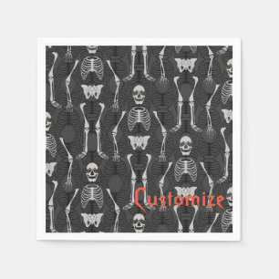 Black & White Skeletons Halloween Napkins Pappersservett