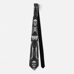 Black & White Skeletons Halloween Tie Slips