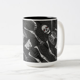 Black & White Skeletons Halloween Två-Tonad Mugg