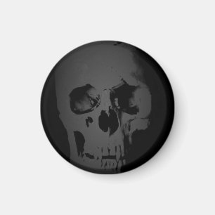 Black White Skull Skeleton Fantasy Art Heavy Metal Magnet