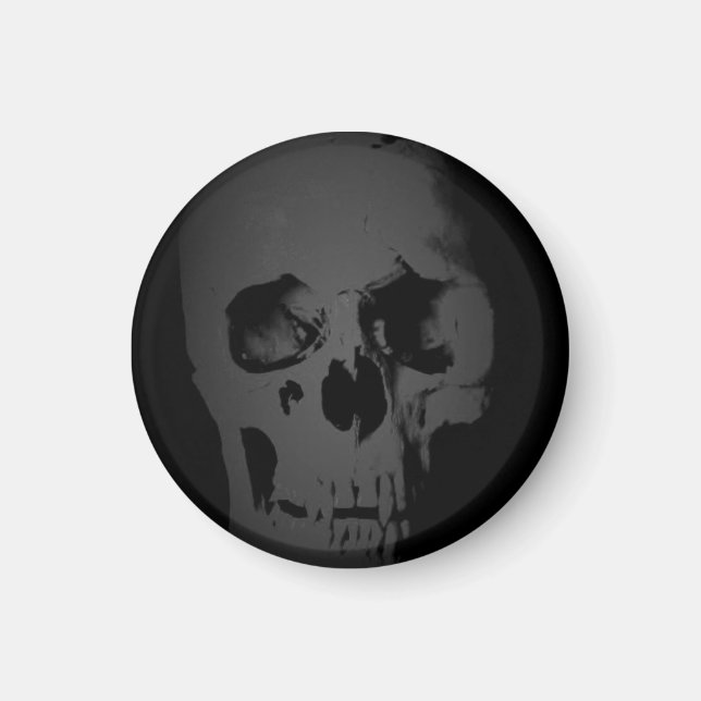 Black White Skull Skeleton Fantasy Art Heavy Metal Magnet (Framsidan)