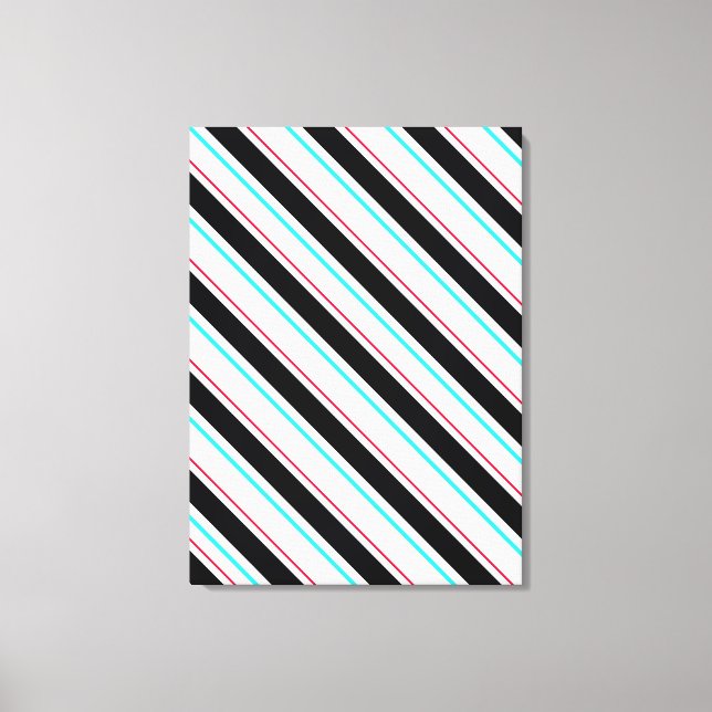 Black White Slanted Regimental Rand Linjer Canvastryck (Framsida)