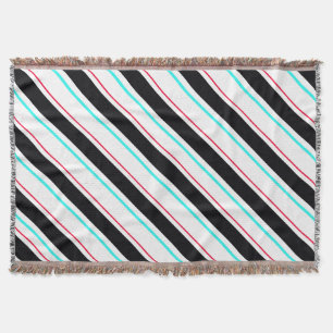 Black White Slanted Regimental Rand Linjer Filt