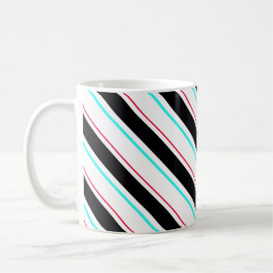 Black White Slanted Regimental Rand Linjer Kaffemugg