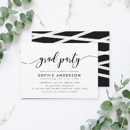 Black White Slappna av Grad Party Inbjudningar
