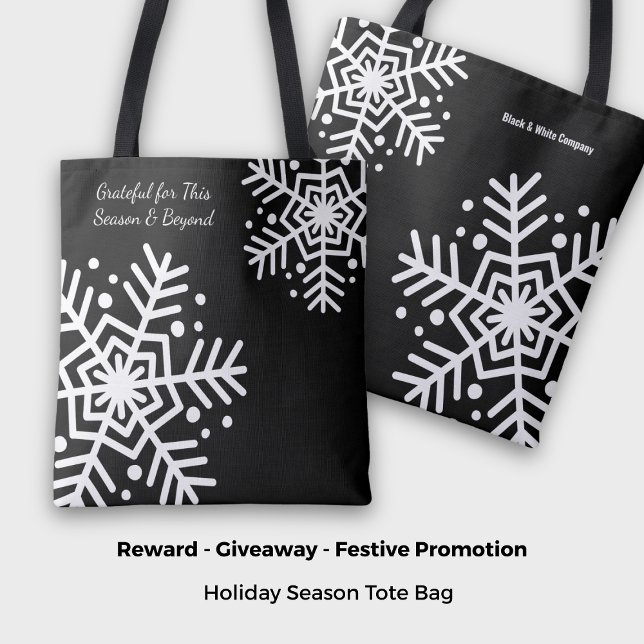 Black & White Snowflake Motto Namn-säljfrämjande å Tygkasse (Black & White Snowflake Motto Name Promotional Tote Bag)