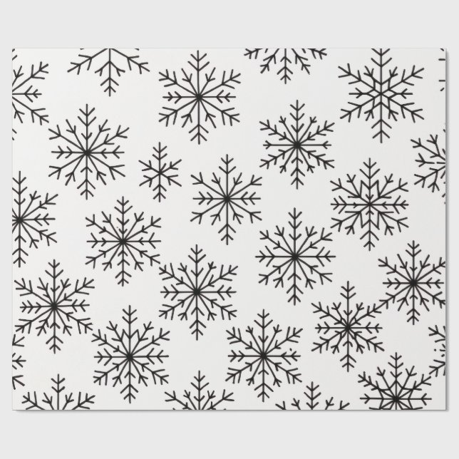 Black & White Snowflake Pattern Wrapping Paper  Presentpapper (Platt)