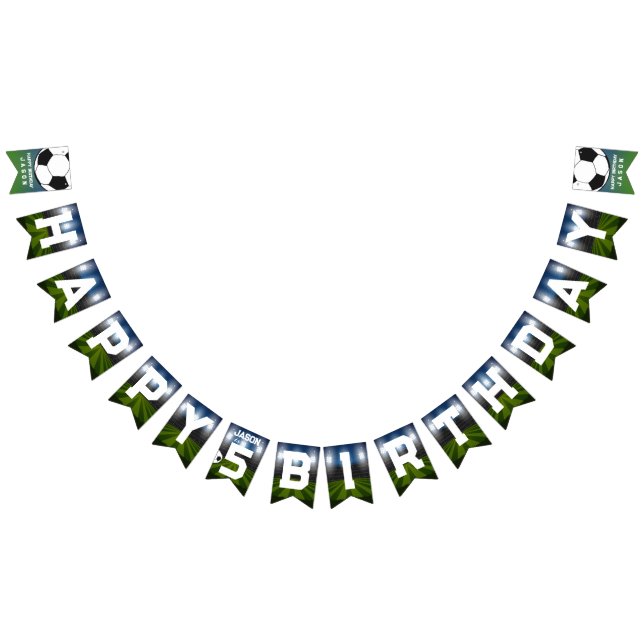 Black White Soccball Sports Födelsedagsfest Vimplar (Alla)