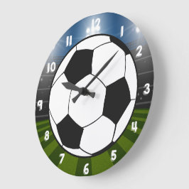 Black White Soccball Stadium Sports Stor Klocka