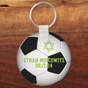 Black, White Soccer Ball Pub Mitzvah Nyckelring