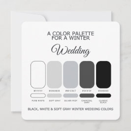 Black White Soft Gray Winter Wedding Palette Card Inbjudningar