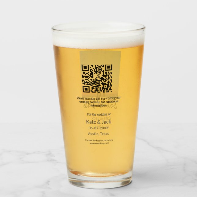 BLACK WHITE spara datumet lägg till QR namn-datumo Glaskopp (Baksida fylld)