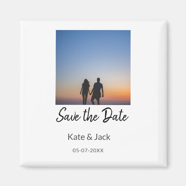 BLACK WHITE spara datumet lägg till QR namn-datumo Magnet (Framsidan)