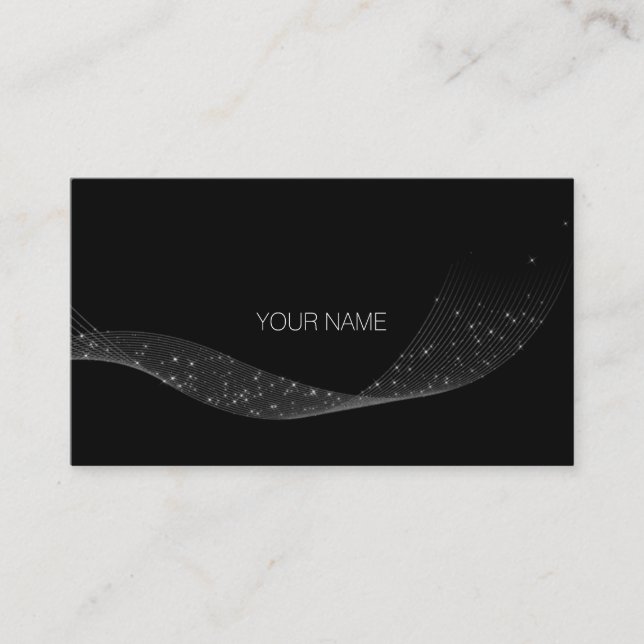 Black White Sparkly Glitter Ribbon Event Planner Visitkort (Framsida)