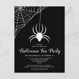 Black White Spider Halloween Tea Party-inbjudan Vykort