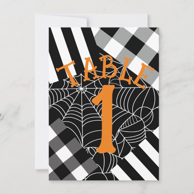 Black & White Spindelnät Patchwork Halloween Bord Inbjudningar (Framsida)