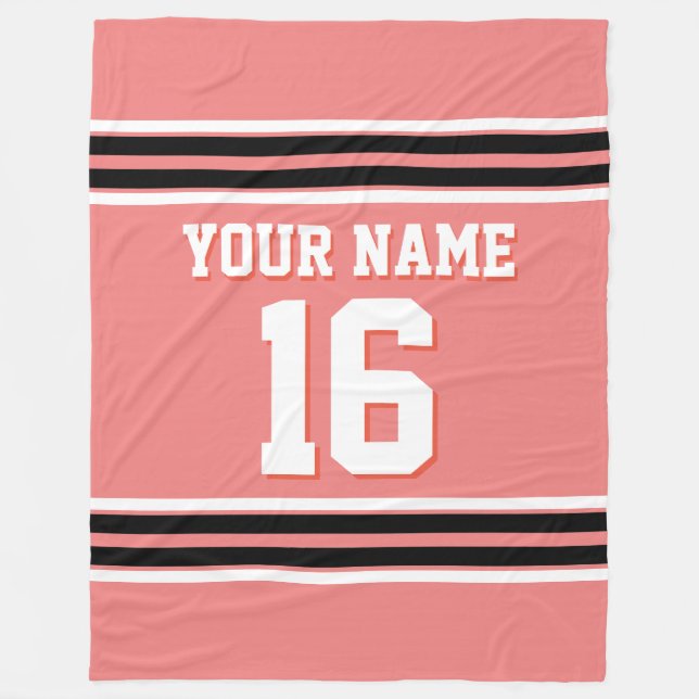 Black White Sports Jersey Fleecefilt (Framsidan)