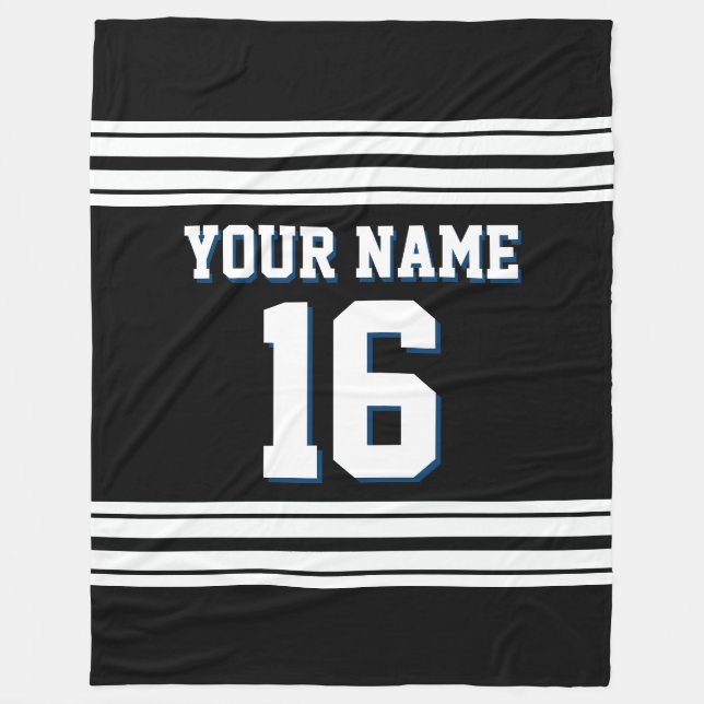 Black White Sports Jersey Fleecefilt (Framsidan)
