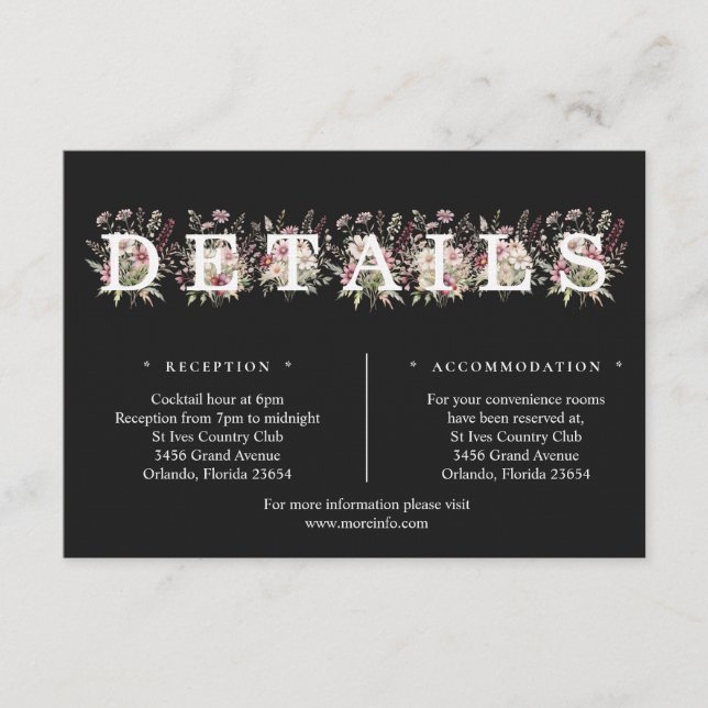 Black & White Spring Floral Details Enclosure Card Tilläggskort (Framsida)