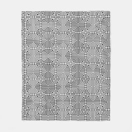 Black White Square Labyrinthine Optical Mönster Fleecefilt