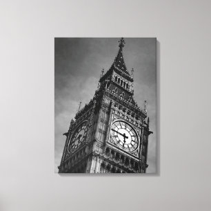 Black & White Stäng Big Ben London Travel Canvastryck