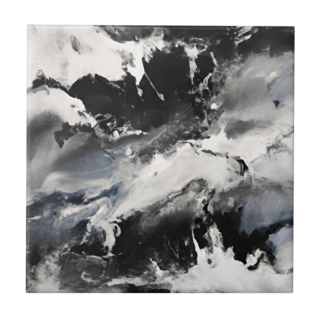 Black White Stänk Marble Stones Ceramic Tile Kakelplatta (Framsidan)