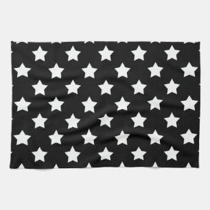 Black White Stars Mönster dekorativ Kökshandduk