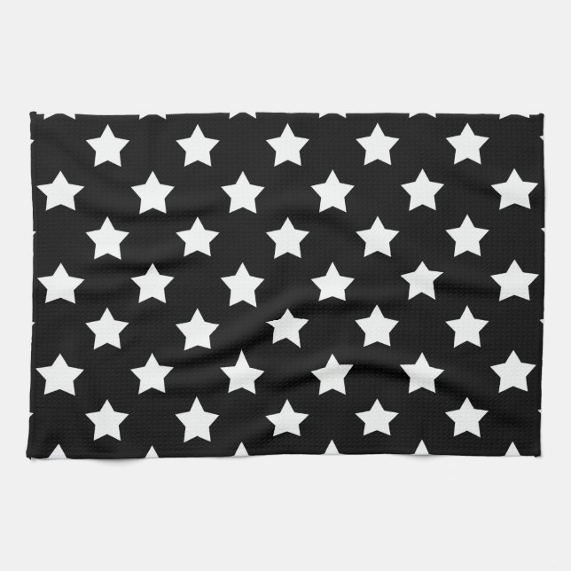 Black White Stars Mönster dekorativ Kökshandduk (Horisontell)