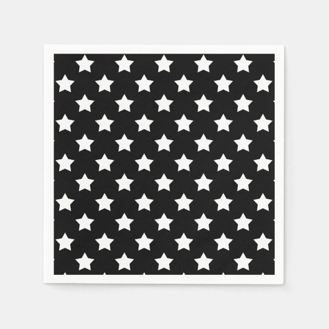 Black White Stars Mönster dekorativ Pappersservett (Framsidan)