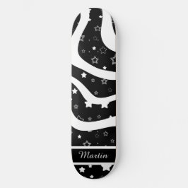 Black &white stars on lines custom name mini skateboard bräda 18,5 cm