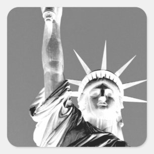 Black & White Statueof Liberty New York City Fyrkantigt Klistermärke