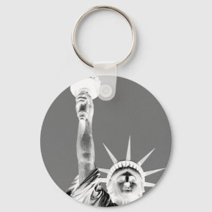 Black & White Statueof Liberty New York City Nyckelring