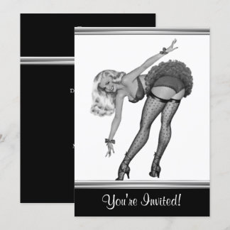 Black & White Stil Pin-Up Girl 19 Inbjudningar