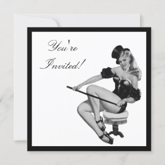 Black & White Stil Pin-Up Girl 5 Inbjudningar