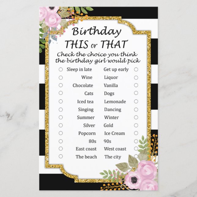 Black White Stripe Birthday i det ena eller det an (Framsida)