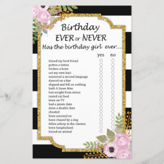 Black White Stripe Birthday någonsin eller aldrig